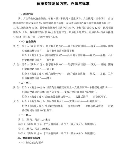 新版！2022年山东省普通高等学校体育专 业测试内容、标准与办法（含评分表）